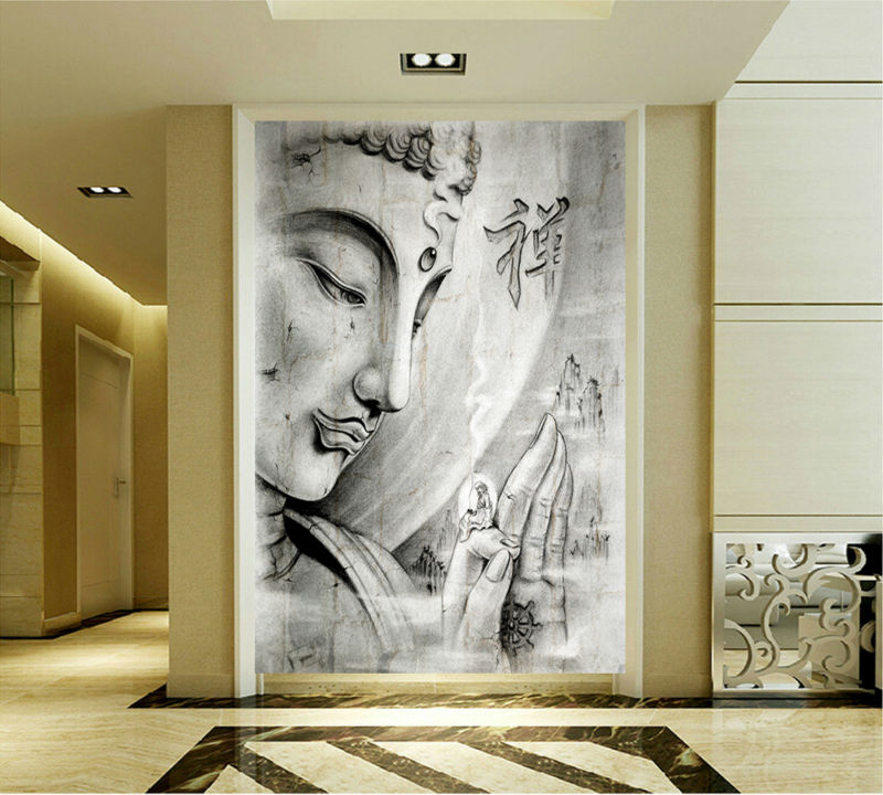 White Religion Buddha Painting on canvas wall art print HD print Painting Dropshipping