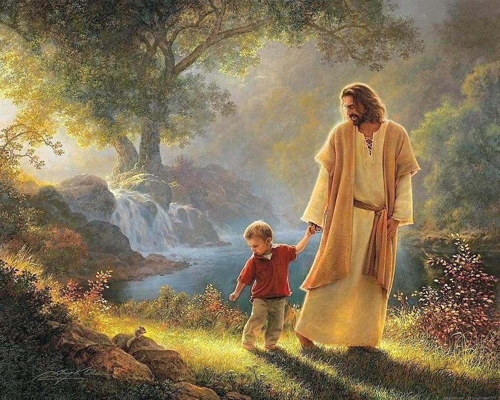 Jesus Walking With Child Wall Art Print Painting for Kitch decor dropshipping