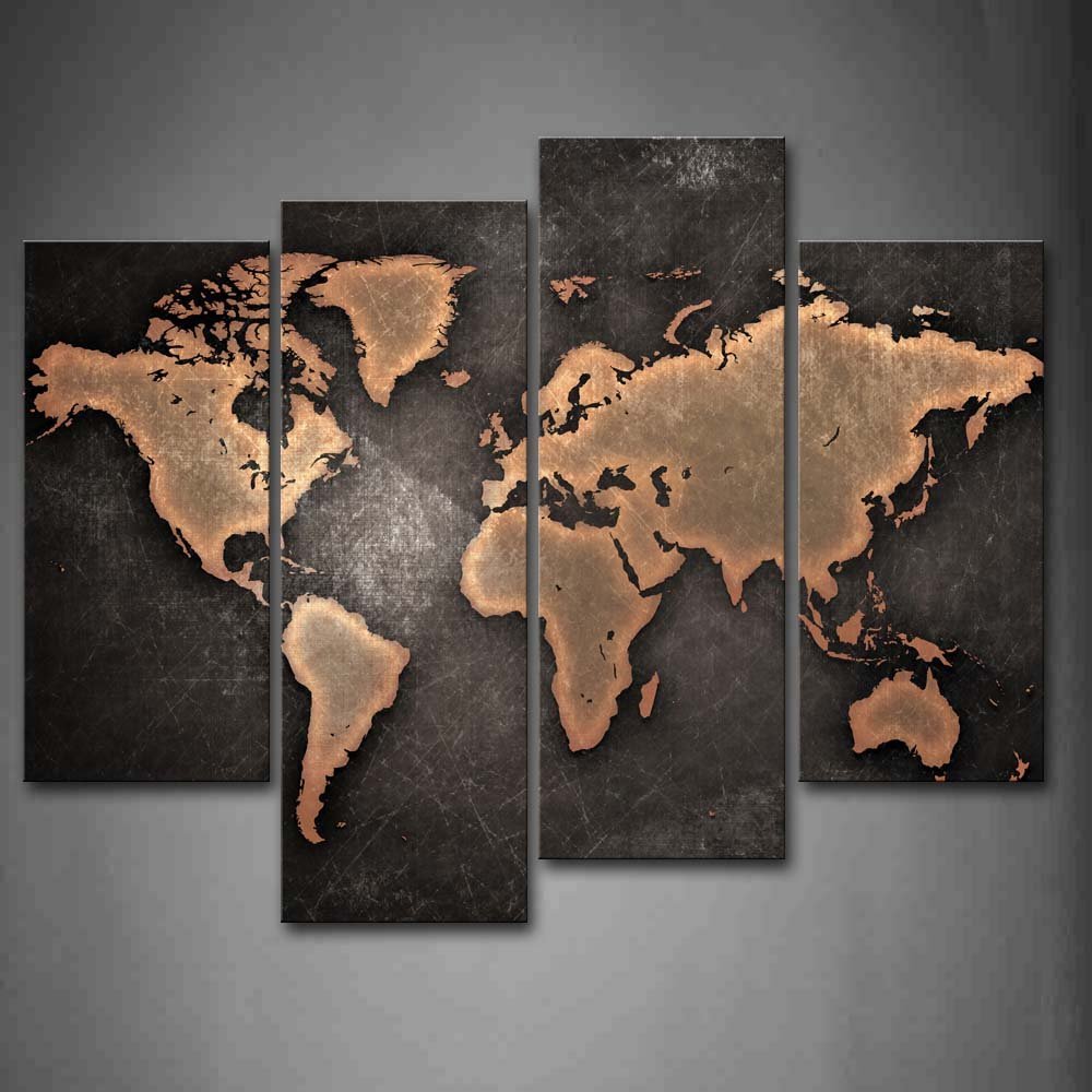 World Map Black Background Wall Art Painting Pictures Print On Canvas Art Dropshipping 