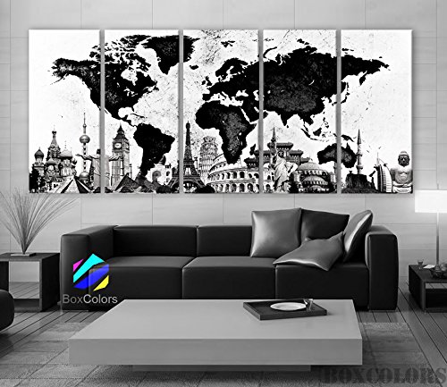 The World Map Black & White Wall Decor Art Canvas Print Dropshipping