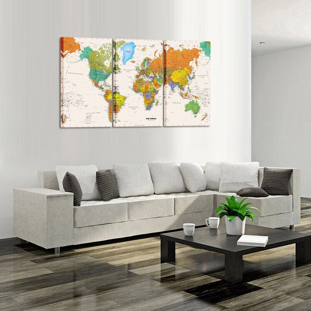 World MAP Canvas Art Premium Canvas Art Print Large Colorful Wall Art Deco Canvas Picture Dropshipping 