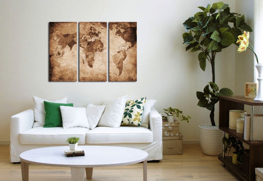 3 Piece Large Canvas Wall Art Vintage World Map Paintingn Dropshipping