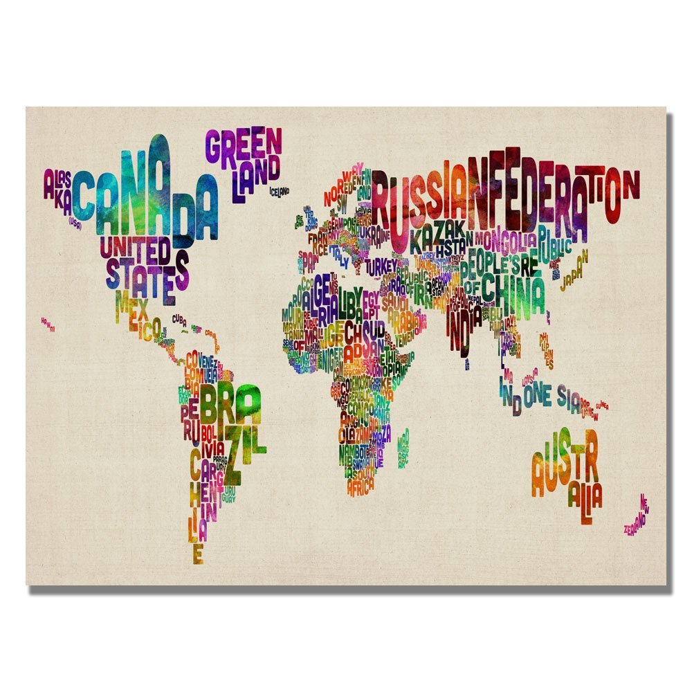 Large Canvas Wall Art Typography World Map Wall Decor for Living Room Dropshipping