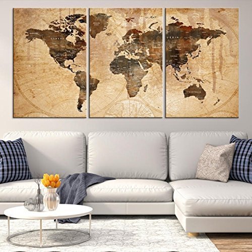 World Map Wall Art, Old World Map Canvas print oil painting drop shipping