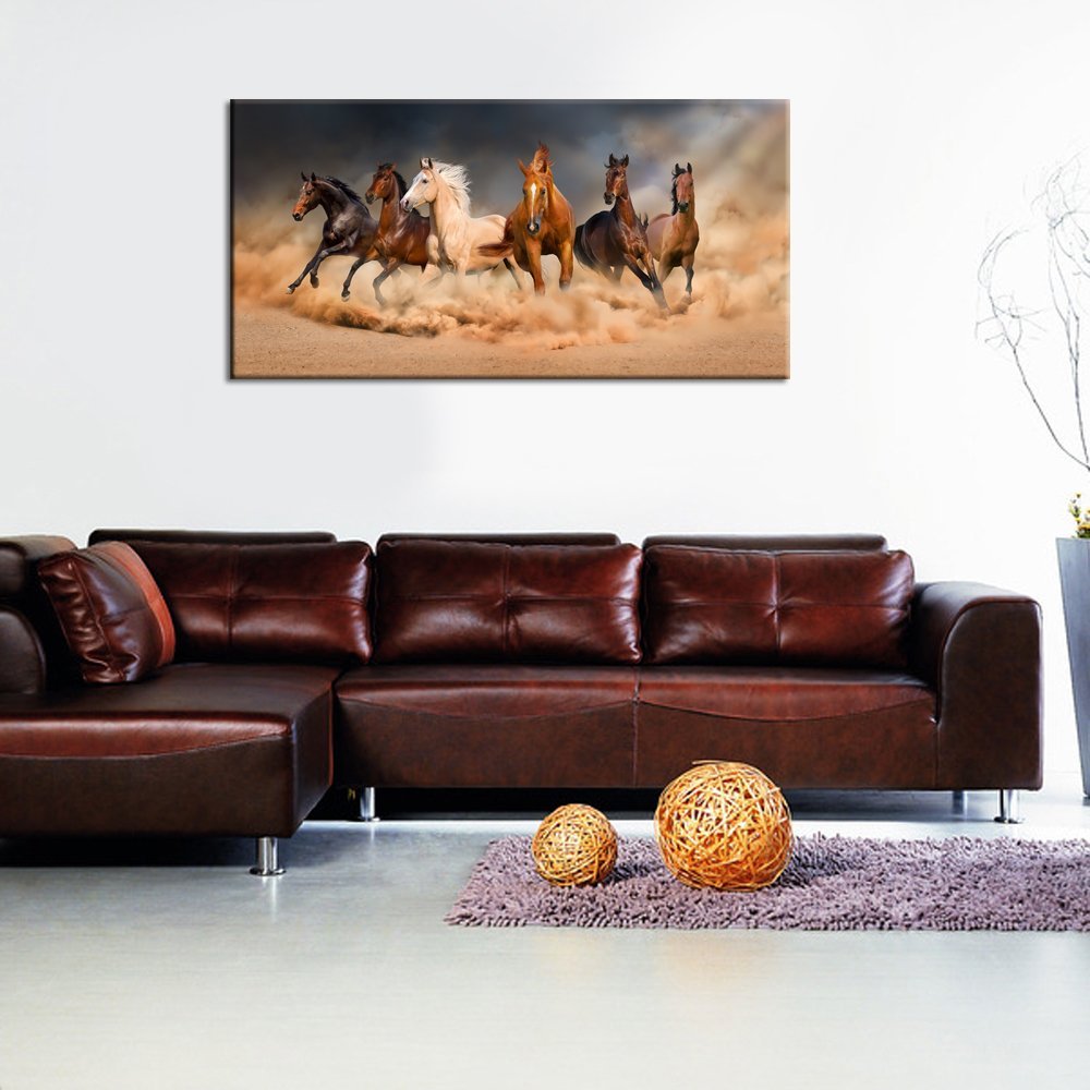 Large Size Running Horse Wild Animal Picture Canvas Wall Art Oil Painting Drop shipping 