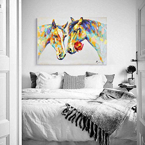 Animal Horse Flower Crescent Wall Art Oil Painting on Canvas Print Drop shipping