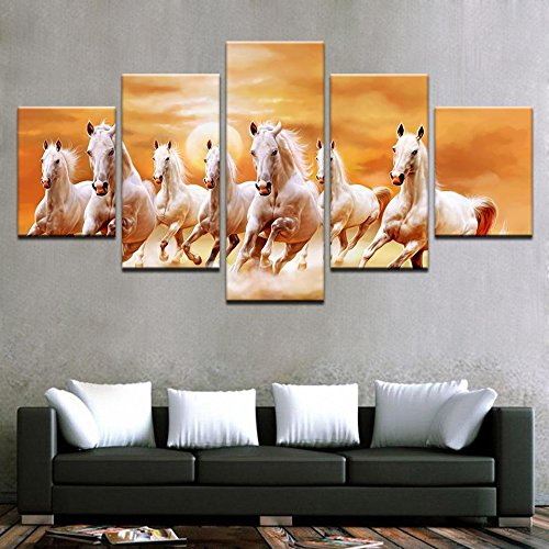Custom Seven Horses Canvas Printed Wall Art Poster dinning room Wall Decor Drop shipping