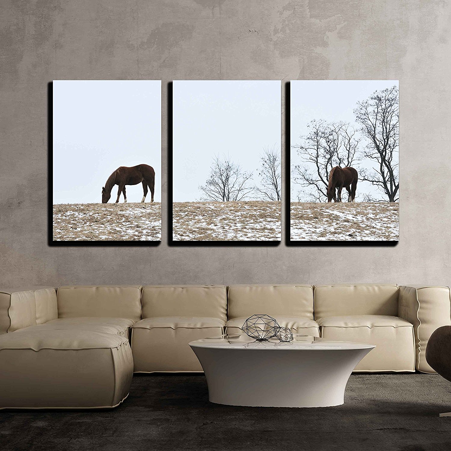 Horses on Hill Canvas print Wall Art Ready to Hang Drop shipping