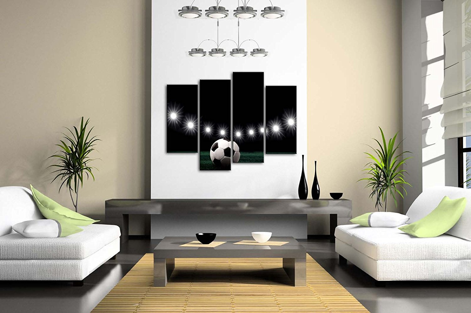 A Soccer and Eleven White Lights Wall Art Painting Pictures Print On Canvas Drop shipping