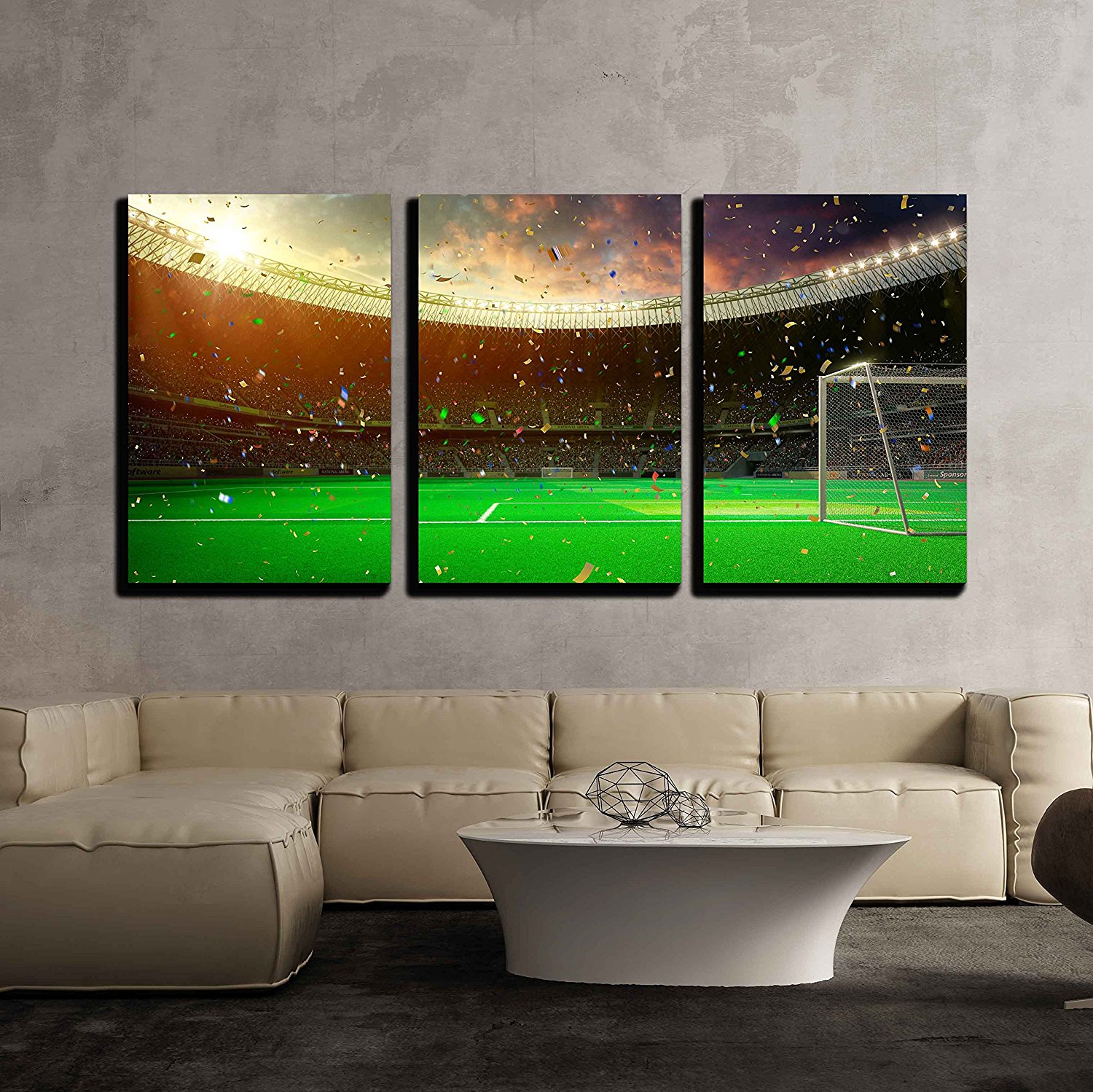 Canvas Wall Art - Evening Stadium Arena Soccer Field Championship Win Canvas Print Drop shipping