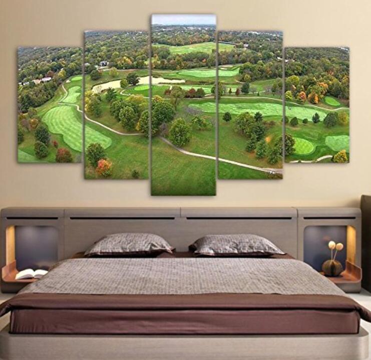 Canvas Printed Wall Art Poster 5 Pieces Wall Decor Golf Course 1 Painting, Home Decor Pictures