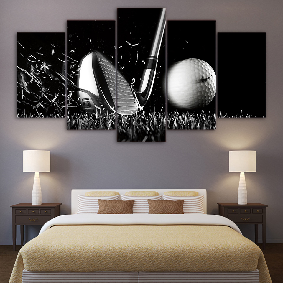 Golf Still life black and white Wall Art Canvas Paintings Printed Drop shipping