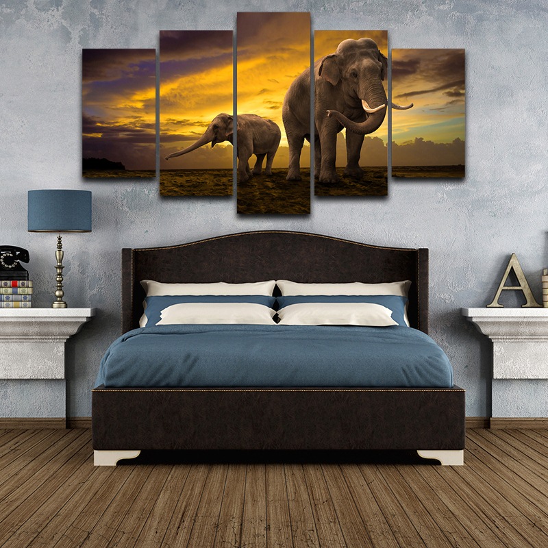 Canvas Wall Art Elephant Family Painting Canvas wall art picture Print Drop shipping