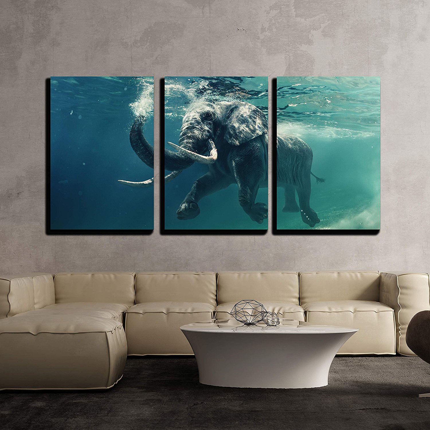 Swimming Elephant Underwater African Elephant in Ocean Canvas Wall Art Drop shipping 