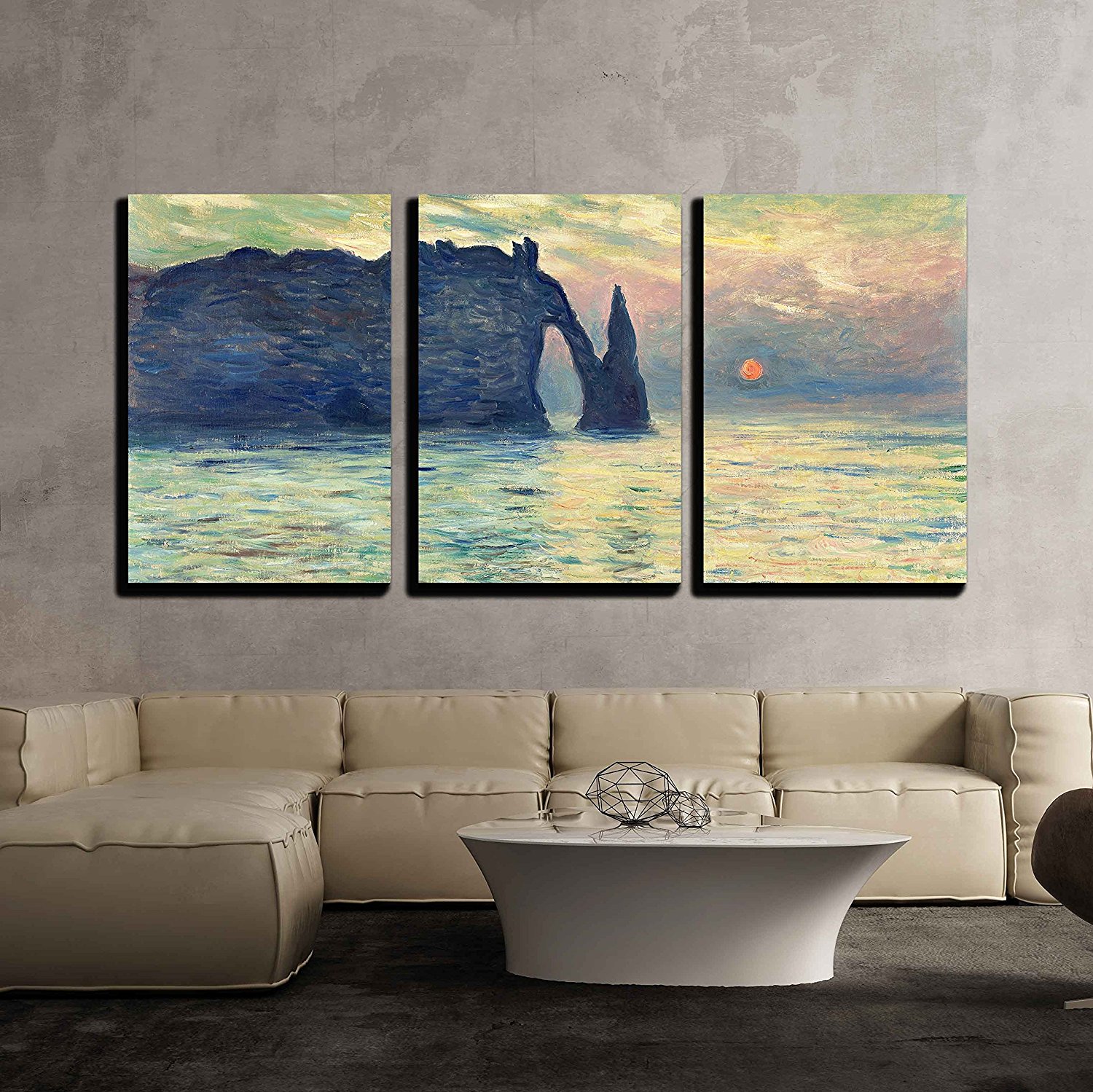 The Cliff Etretat Sunset by Claude Monet Canvas Wall Art wall Decor Drop shipping