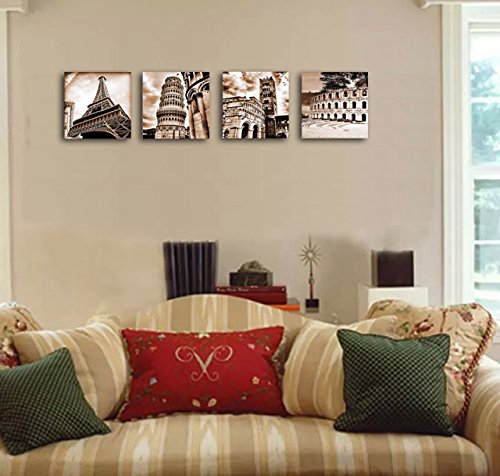 Eiffel Tower Leaning Tower of Pisa Roman Canvas Wall Art Famous Old Architecture Canvas Artwork Drop shipping