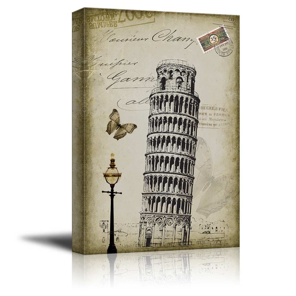Beautiful drawing of of the Leaning Tower of Pisa Placed Wall Decor Drop shipping