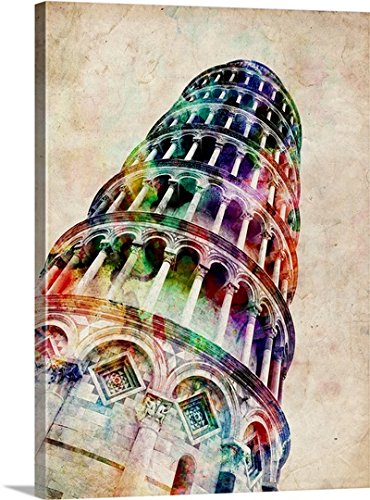Leaning tower of Pisa watercolor illustration Wall Art Canvas Print Drop shipping 