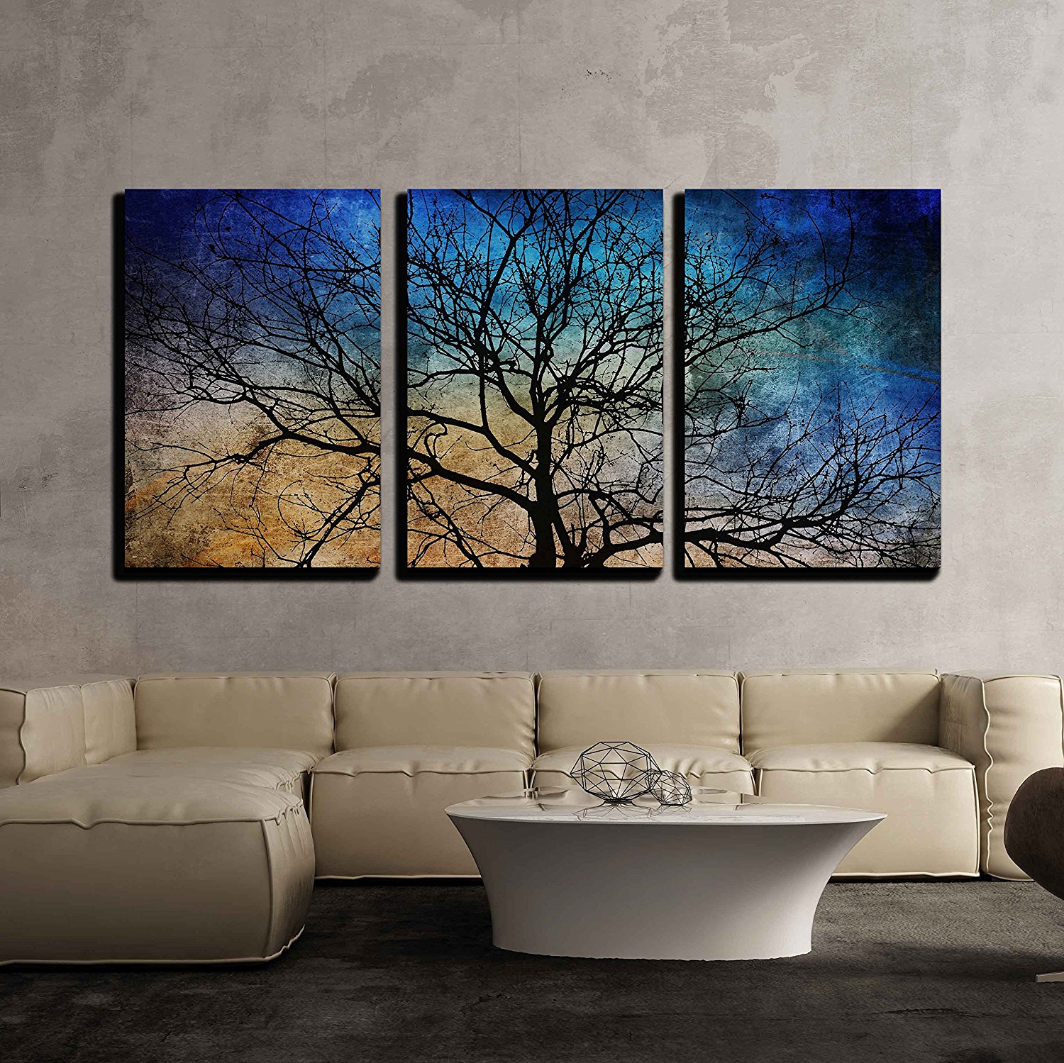Black Tree Branches on Abstract Colorful Background Canvas Wall Art Drop shipping 