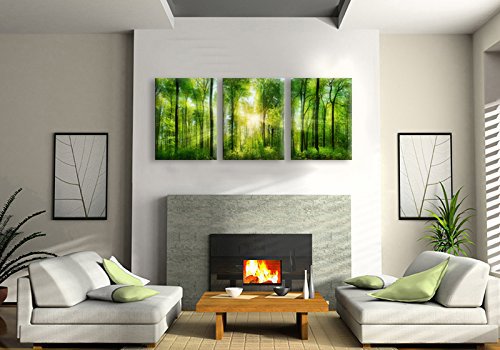Morning Sunrise Green Trees Printed on Canvas Drop shipping 