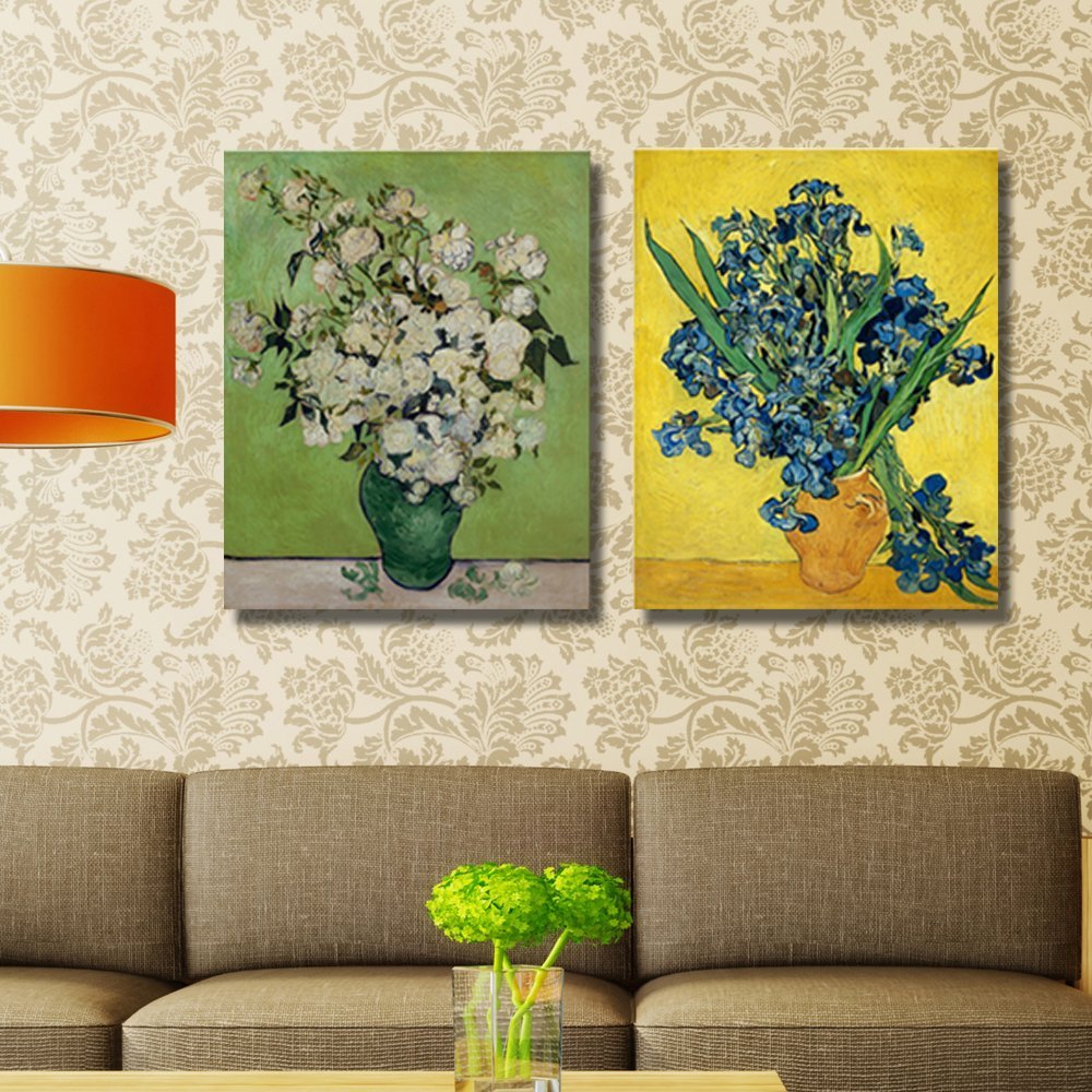  Irises in Vase Floral Canvas Prints Wall Art by Van Gogh Canvas print drop shipping