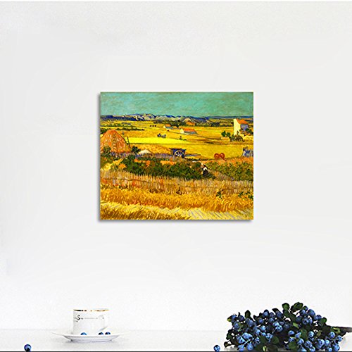 Harvest at La Crau with Mont majour by Van Gogh  Canvas Prints Artwork Drop shipping