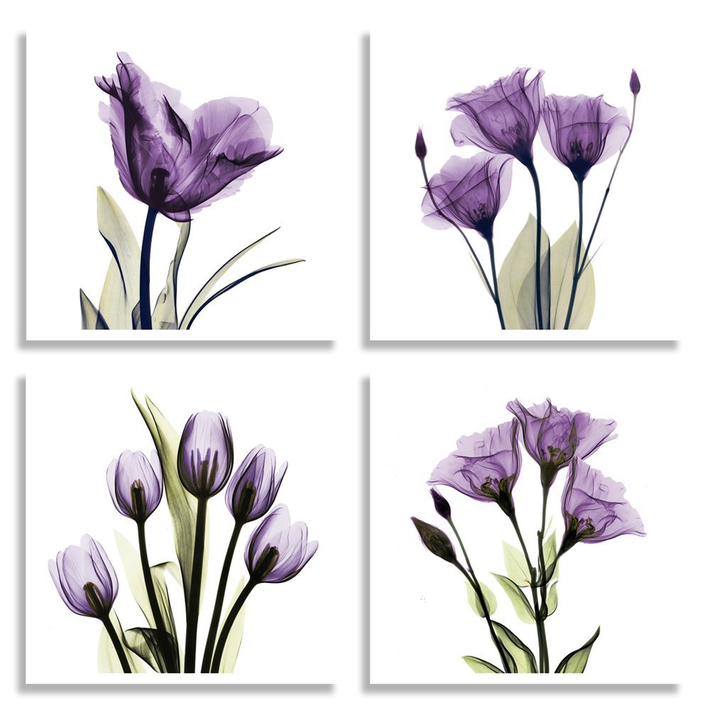 Elegant Tulip Purple Flower Canvas Print Wall Art Painting Drop shipping