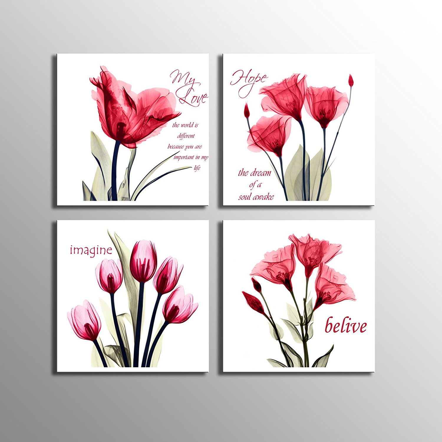 Red Color Tulip with Quotes  