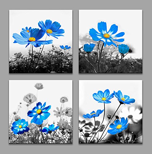 Blue Flower Canvas Wall Art Blue Wall Decor Picture Home Decorations Drop shipping