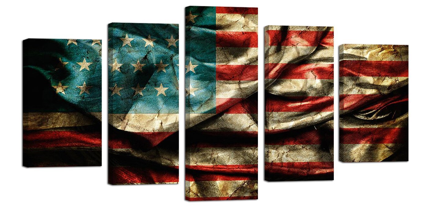Rustic American Flag Painting Canvas Wall Art drop shipping