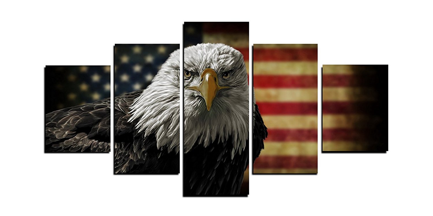Rustic Eagle Flag Photos to Prints Painting Canvas Prints Drop shipping