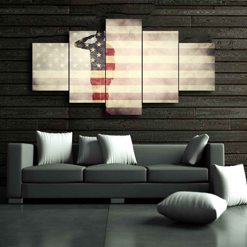 USA Flag,Honored Nation Symbol Canvas Print Wall Decor Drop shipping