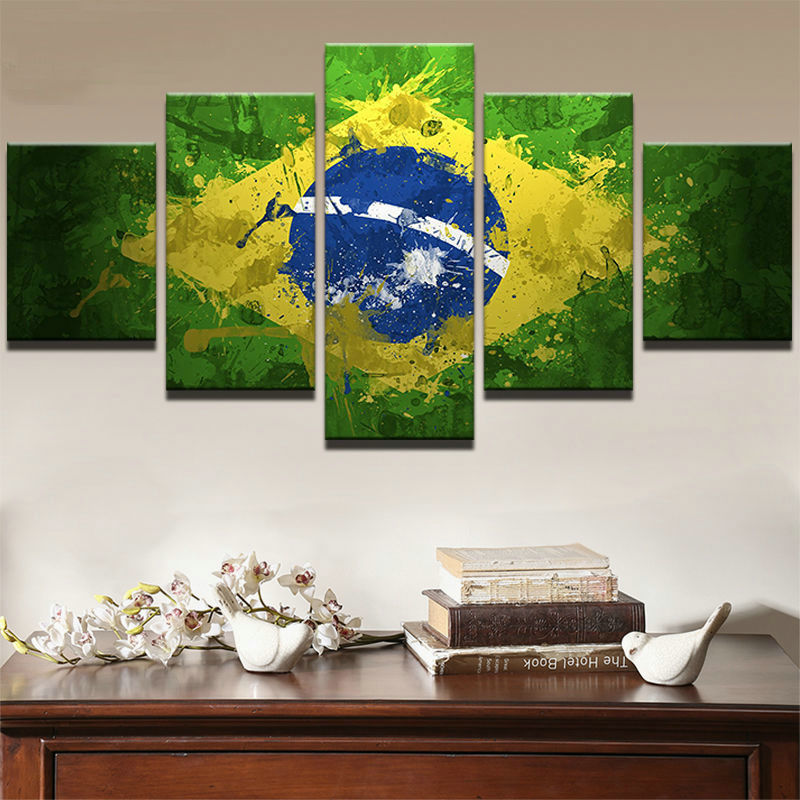 Brazil Painting Sport Flag Canvas Wall Art Drop shipping