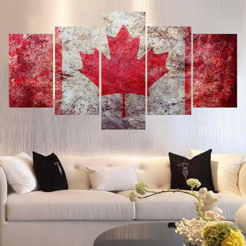 Rustic Canadian Flag Canvas Canvas Wall Art Home Decor Drop shipping