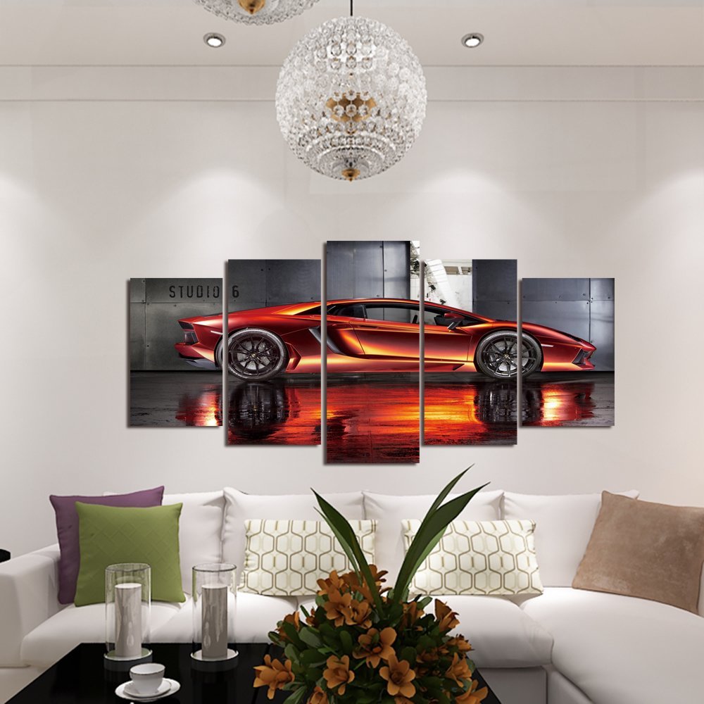Cool Orange Sports Car  Wall Art Picture anvas Print Paintings Drop shipping