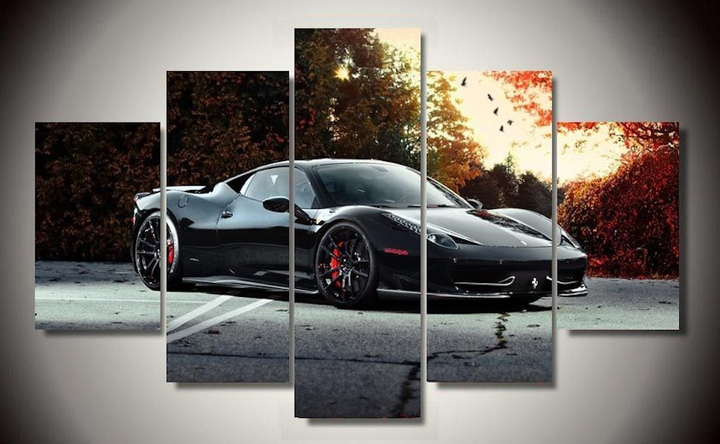 Black Ferrari Italia Exotic Supercar Sports Car Wall Art Drop shipping