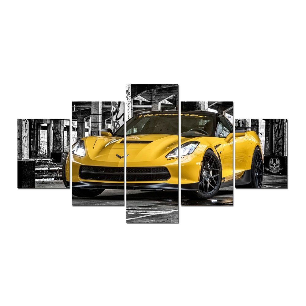  Yellow Sports Car Wall Art Canvas Print Painting Wall picture on canvas Drop shipping