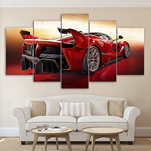 Red Cool Sport Car Painting Canvas Printed Wall Art Poster Drop shipping