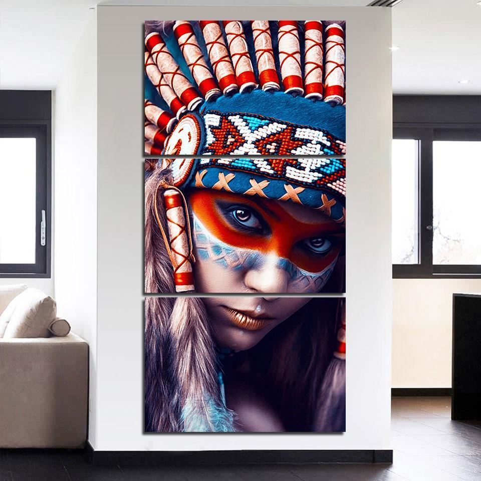 Native American Indian Girl Print Wall Art on Canvas Drop shipping