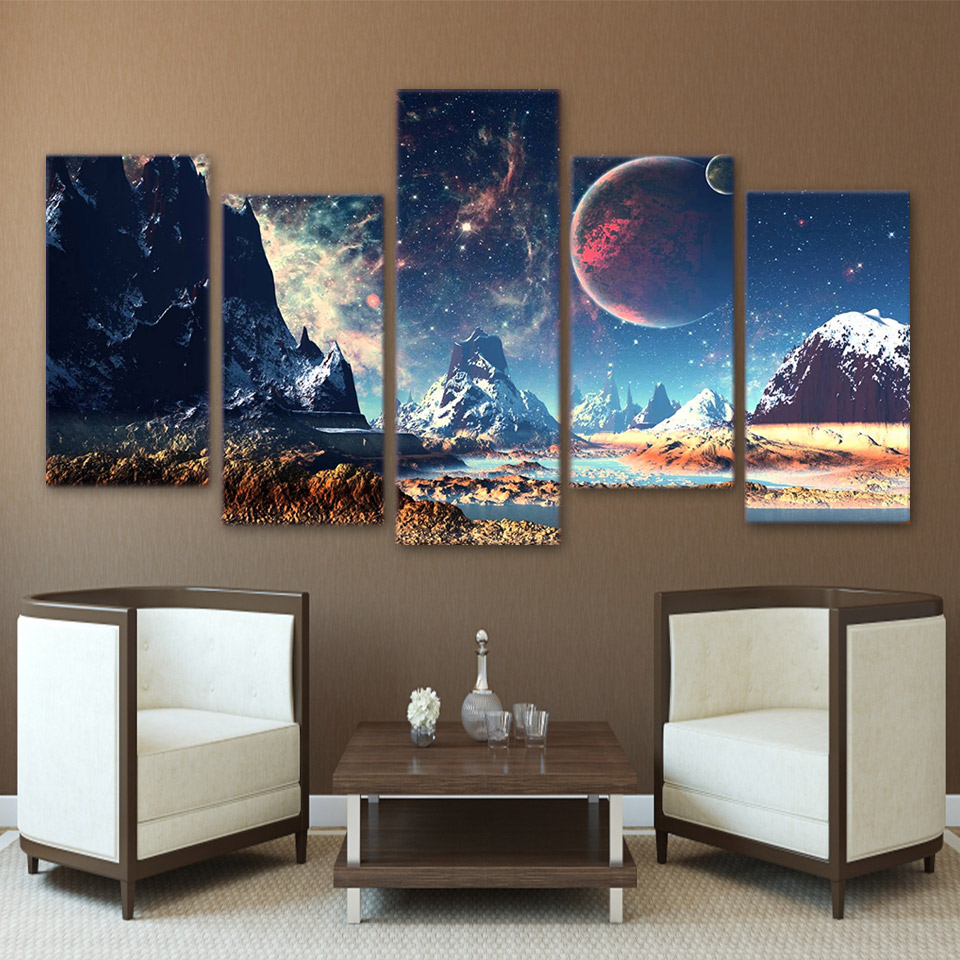  Mountains and Space Canvas HD Print  canvas art Drop shipping 