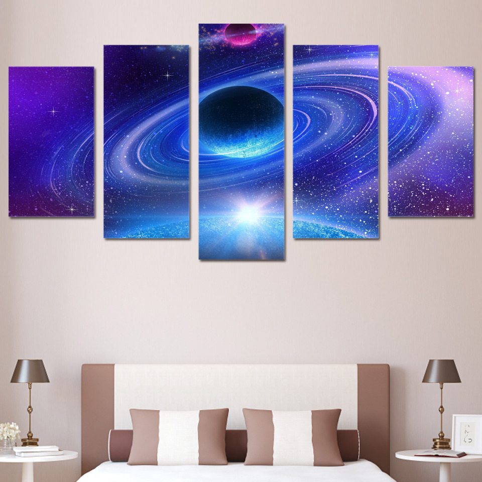  universe space planet starry sky wall art canvas painting drop shipping