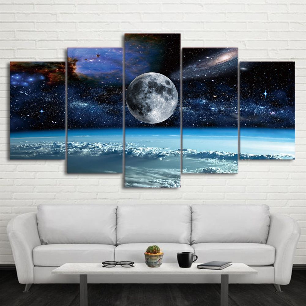  Space Universe moon stars Painting  Canvas Home Decor Poster Drop shipping
