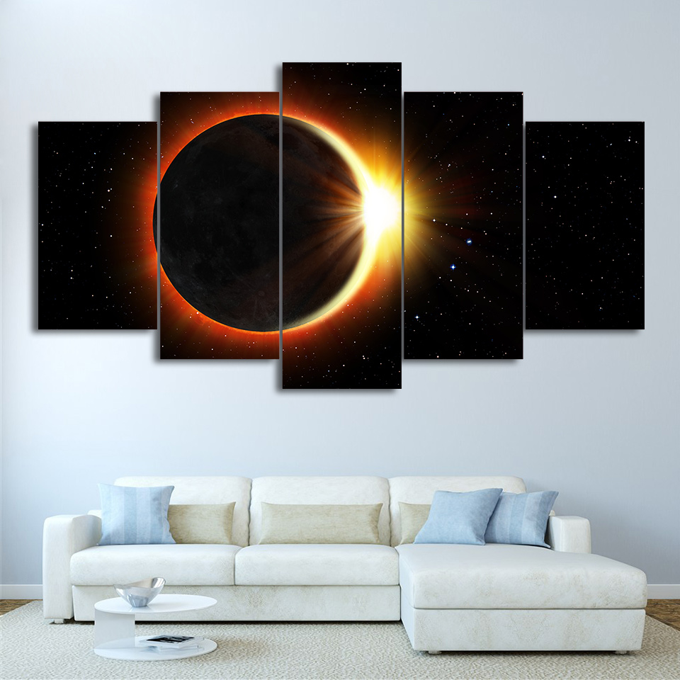Eclipse Painting Universe Wall Pictures Room Decor Frame Poster Drop shiping