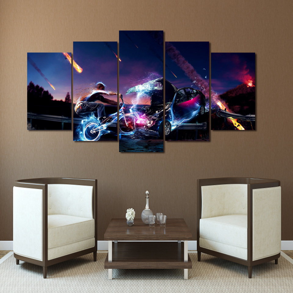  bmx abstract Group Painting Canvas Print room decor print poster drop shipping