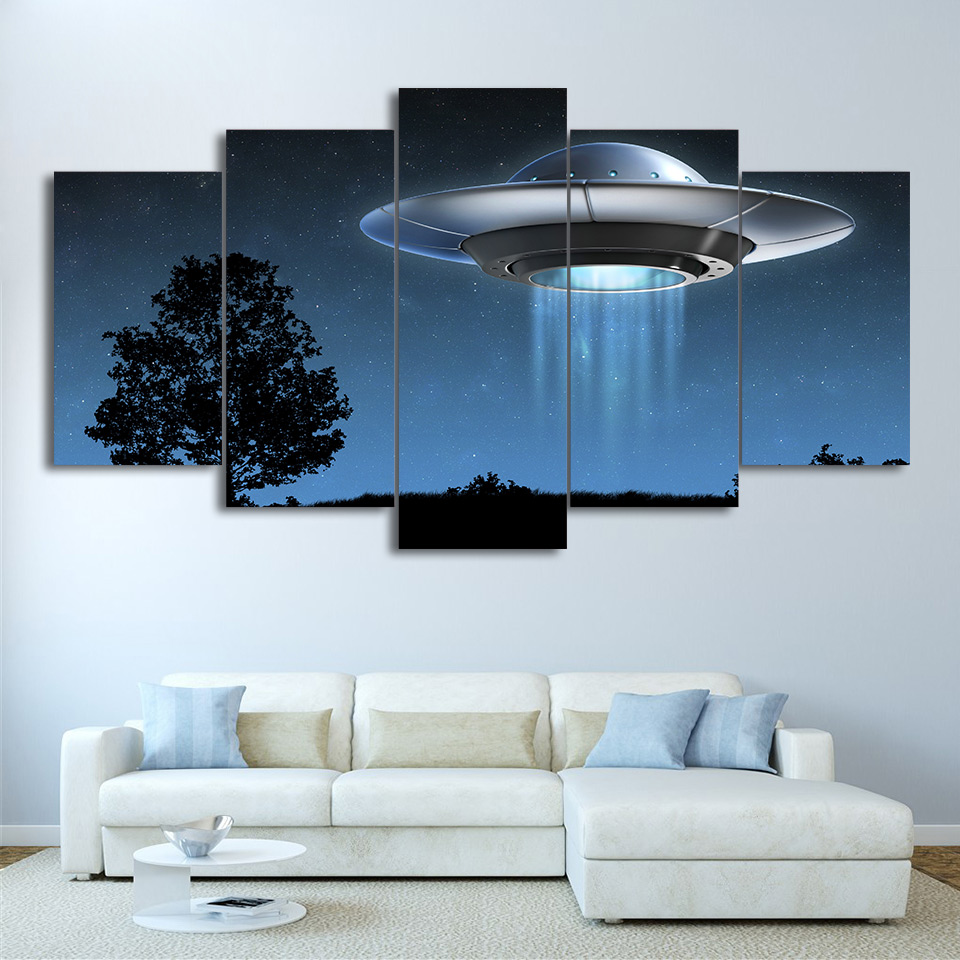 Universe Flying UFO painting HD printed canvas art drop shipping