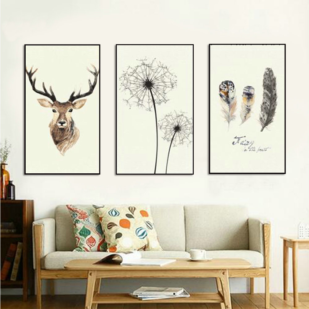 Deer Canvas Painting Posters and Prints Nordic Home Decoration Abstract Drop shipping