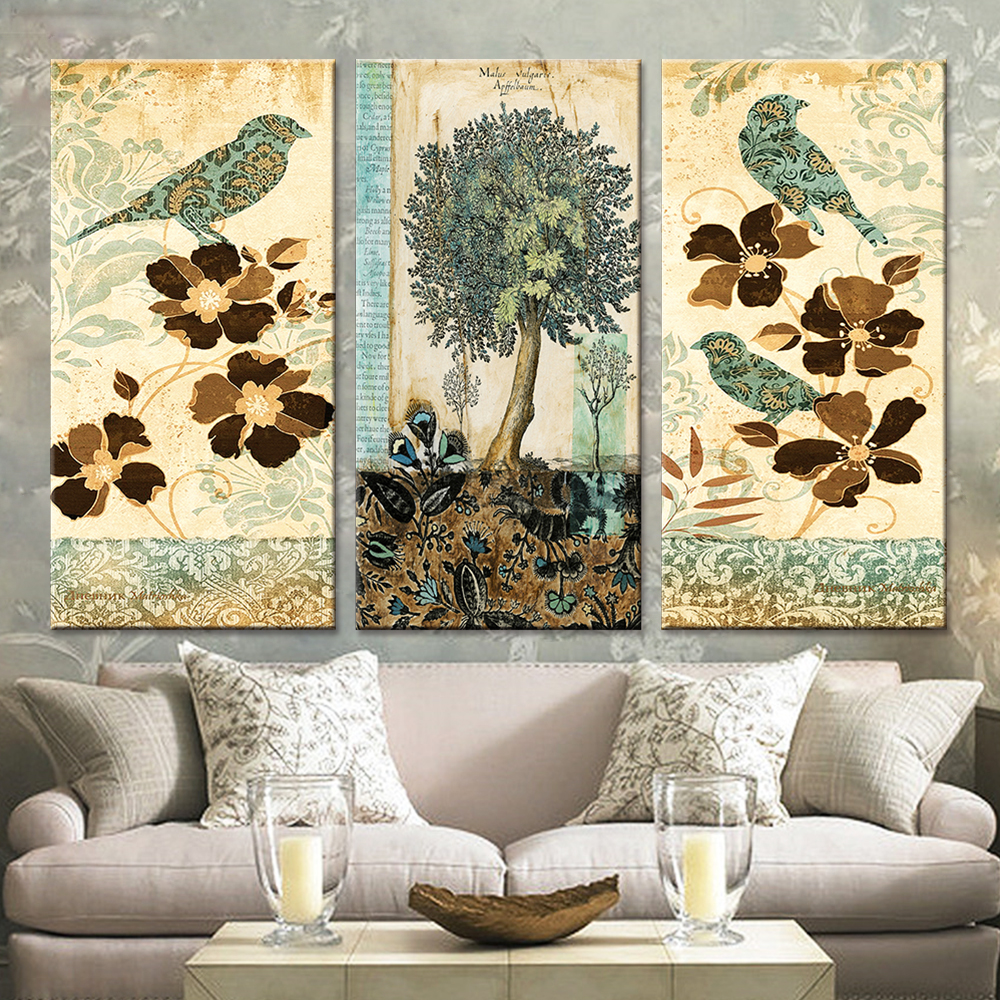Bird Canvas Painting Abstract Flower Tree Canvas Art Drop shipping