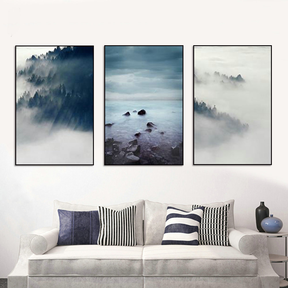  Landscape Tree Wall Art Mountain Posters Canvas Painting Drop shipping