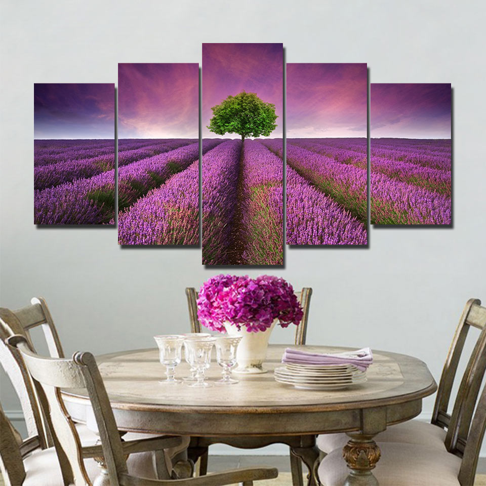 Lavender Flower Sea canvas wall art pictures drop shipping
