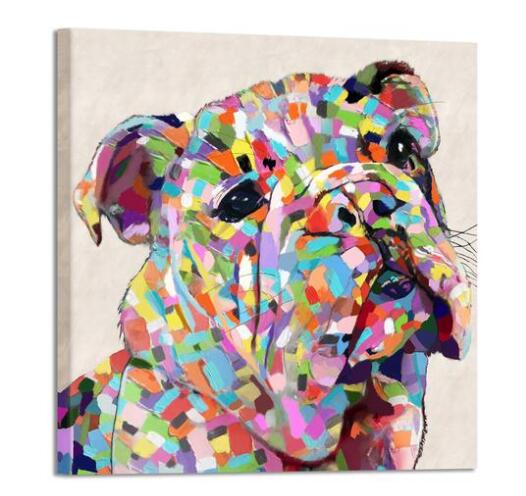 Colorful Stylized Bulldog Portrait canvas prints wall art drop shipping